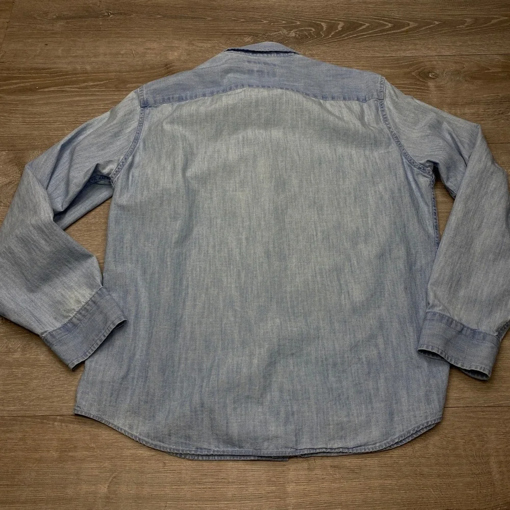 Banana Republic Button Down Shirt Mens M Blue Slim Fit Chambray Denim Fade